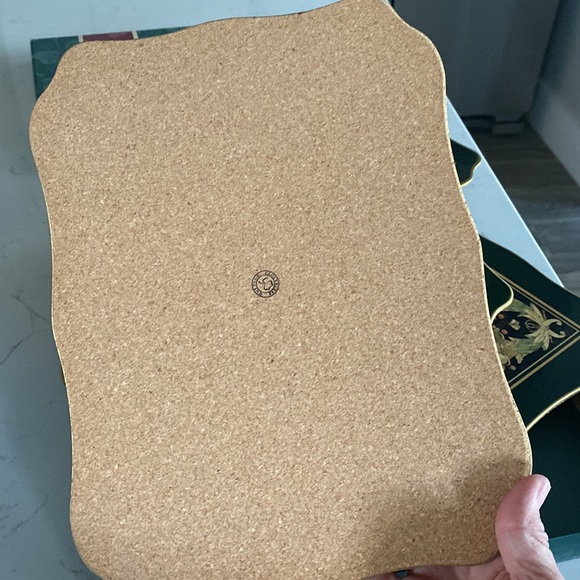 Vintage Cloverleaf Paradise Pattern 4 Placemats Dark Emerald Green& Gold Fruit - Picture 6 of 6